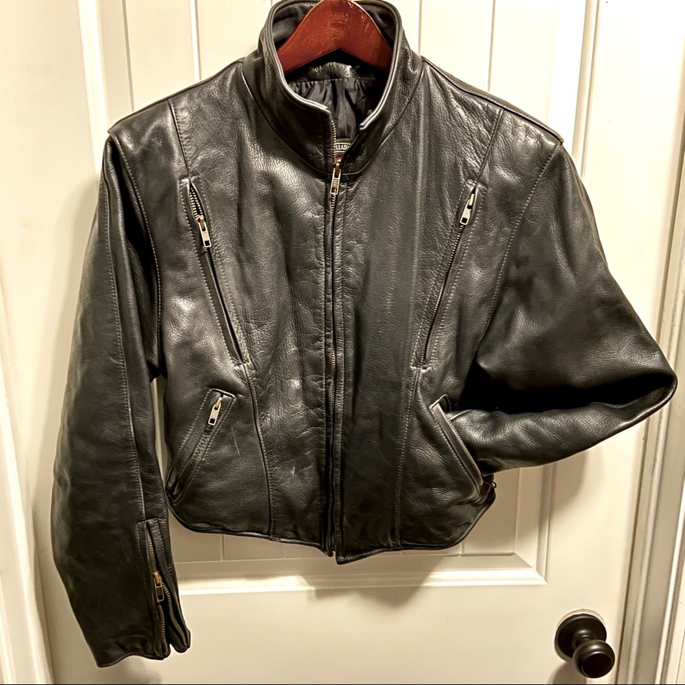 Motorcycle Jacket Black Leather size M